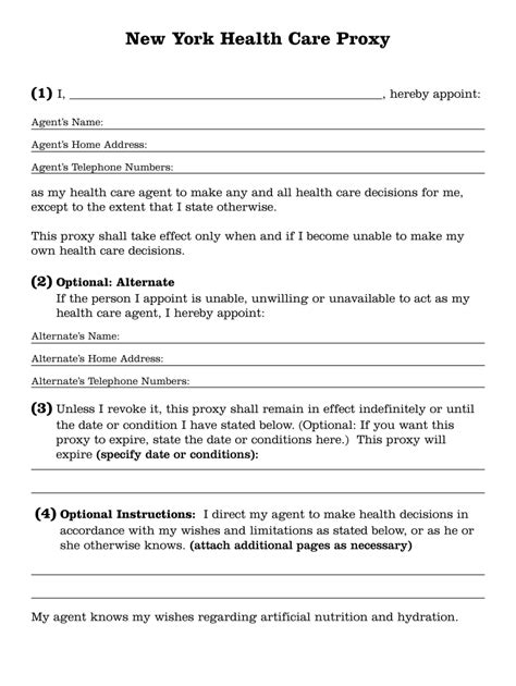 Health Care Proxy Form Ny