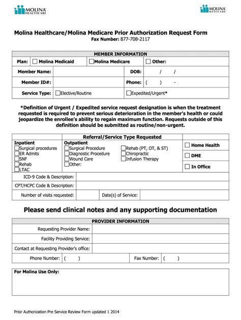 Molina Healthcare Prior Authorization Form